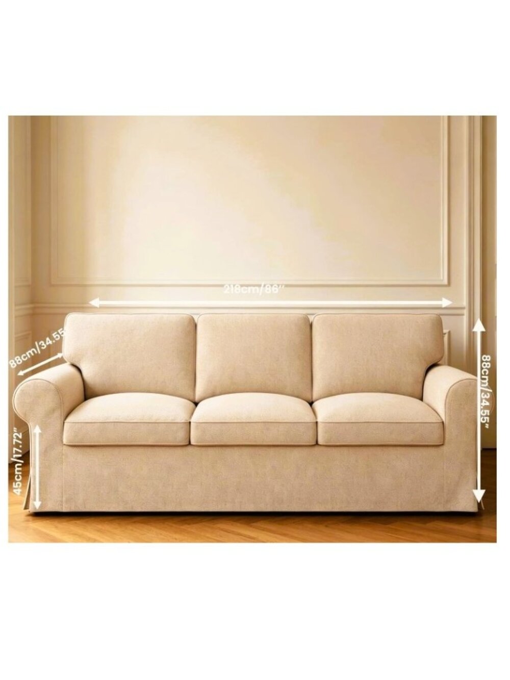New: IKEA Ektorp 3-Seat Sofa Slipcover Set - Beige